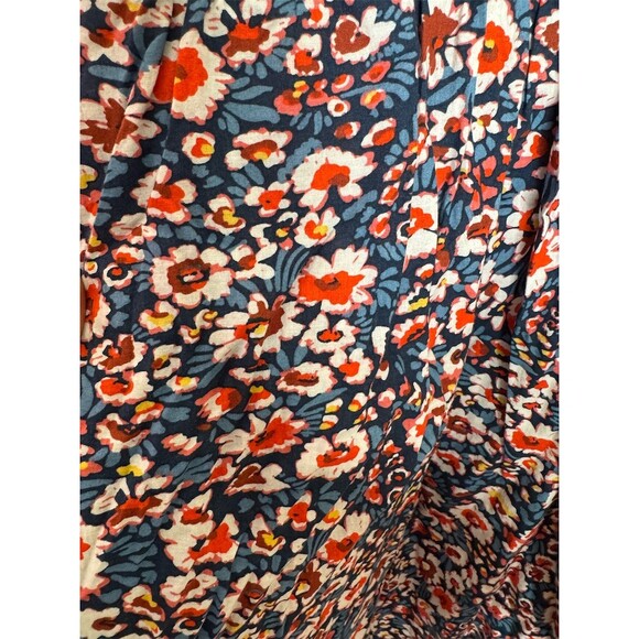 Boden Dress Womens 16/18 Long Navy Red Floral Smocked Fit & Flare Midi - Picture 3 of 9